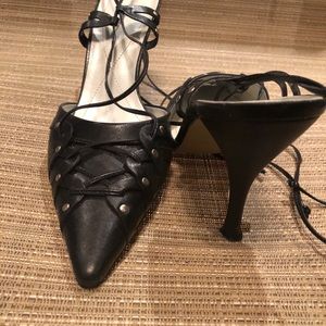 BCBG classic. Fun to wear. Not too high and not too low